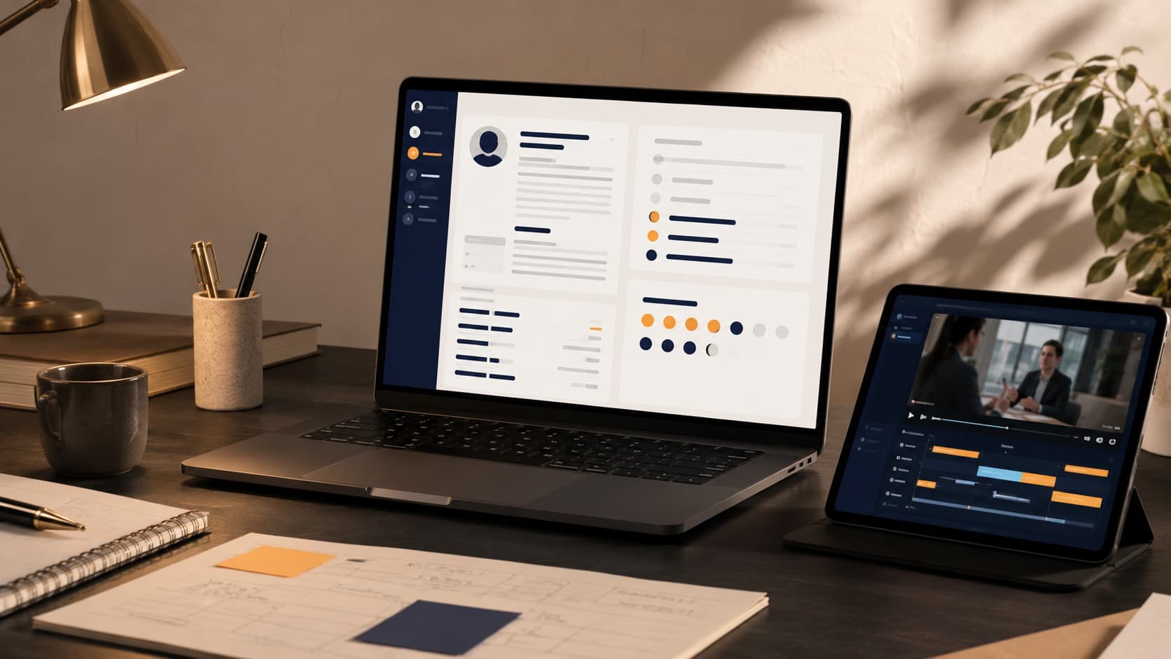 Callback CV tailoring workspace beside an interview practice review
